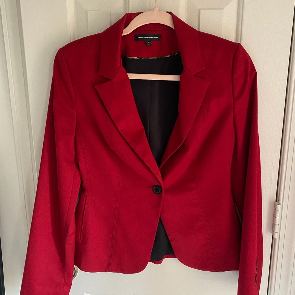Express Women's Red Single-Button Blazer
